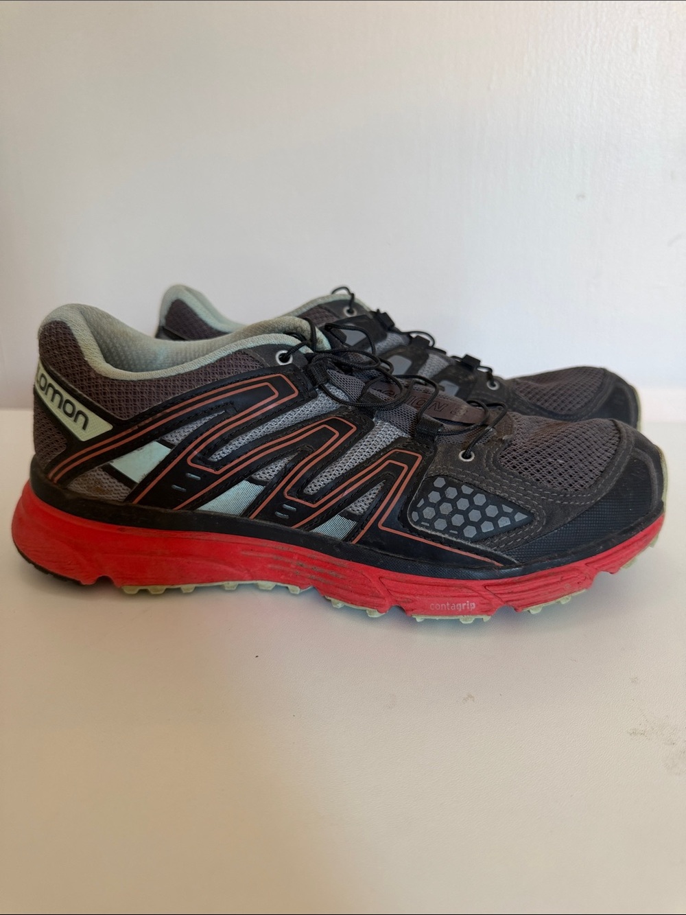 Salomon X-Mission 3 Trail Running Shoes Women's Charcoal Grey Red Blue 7.5